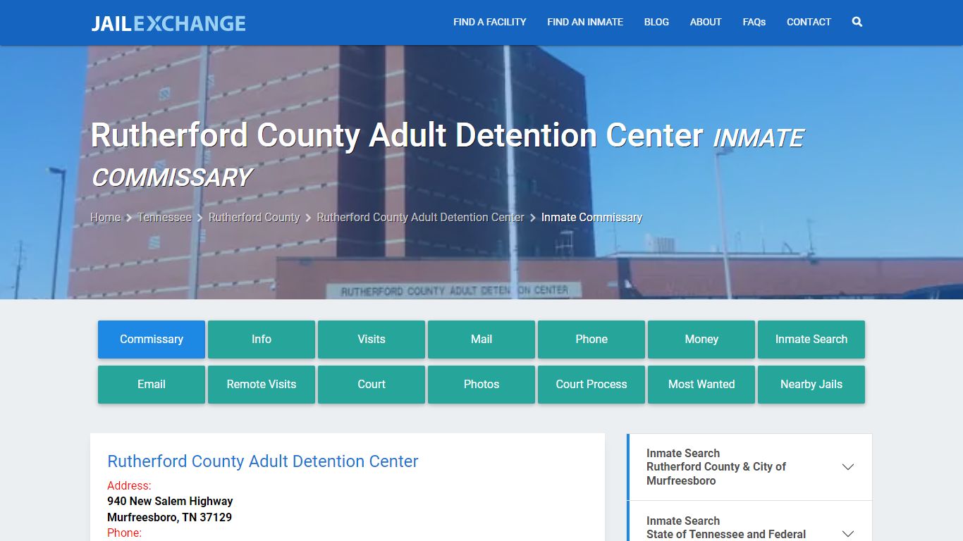 Rutherford County Adult Detention Center Inmate Commissary